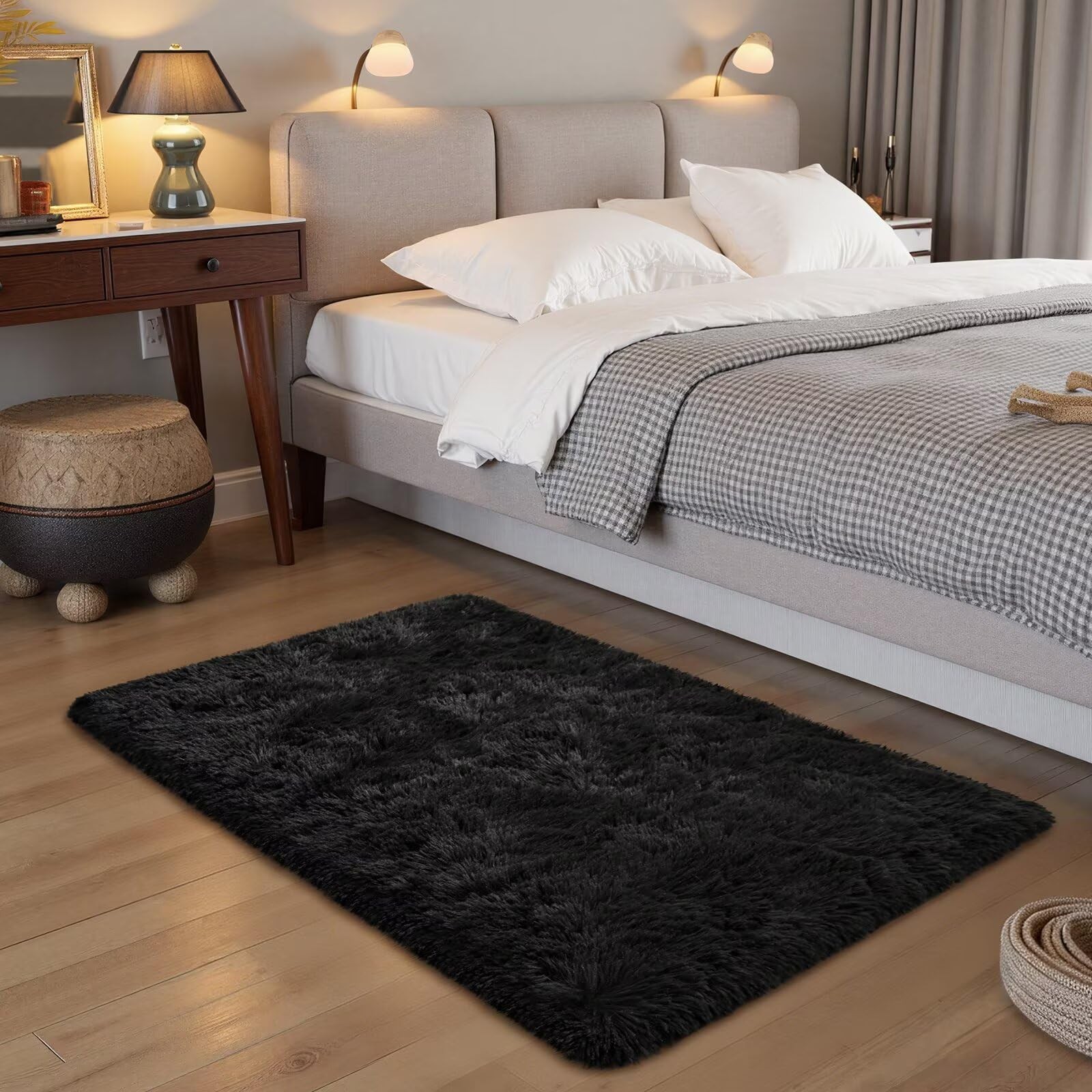 junovo 2x3 Small Washable Rug, Black Soft Non 2' x 3' (Rectangular), gallery