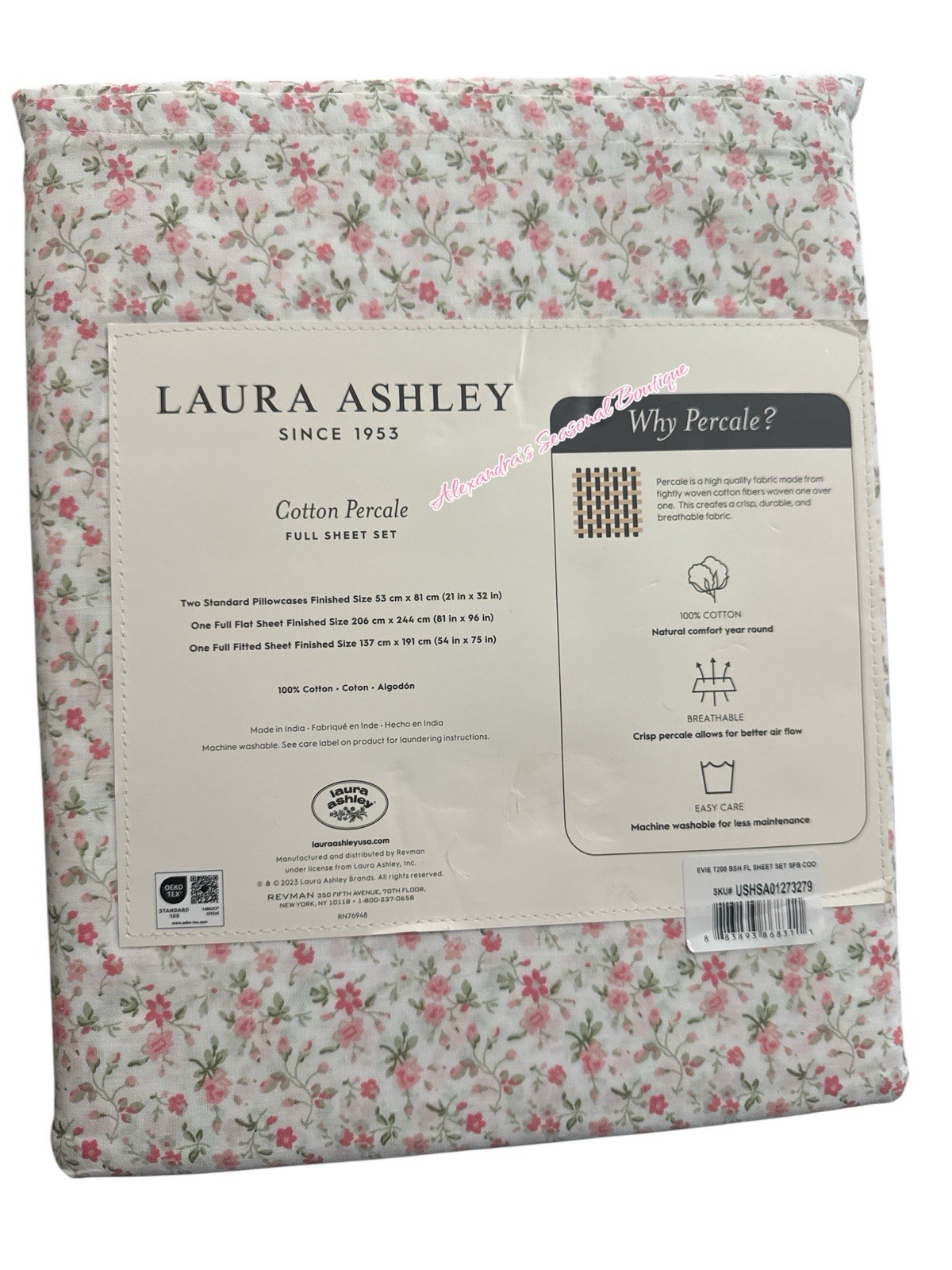 NEW 4pc Laura Ashley Full Sheet Set Cottage Petite Floral EVIE Bold Pinks Green gallery