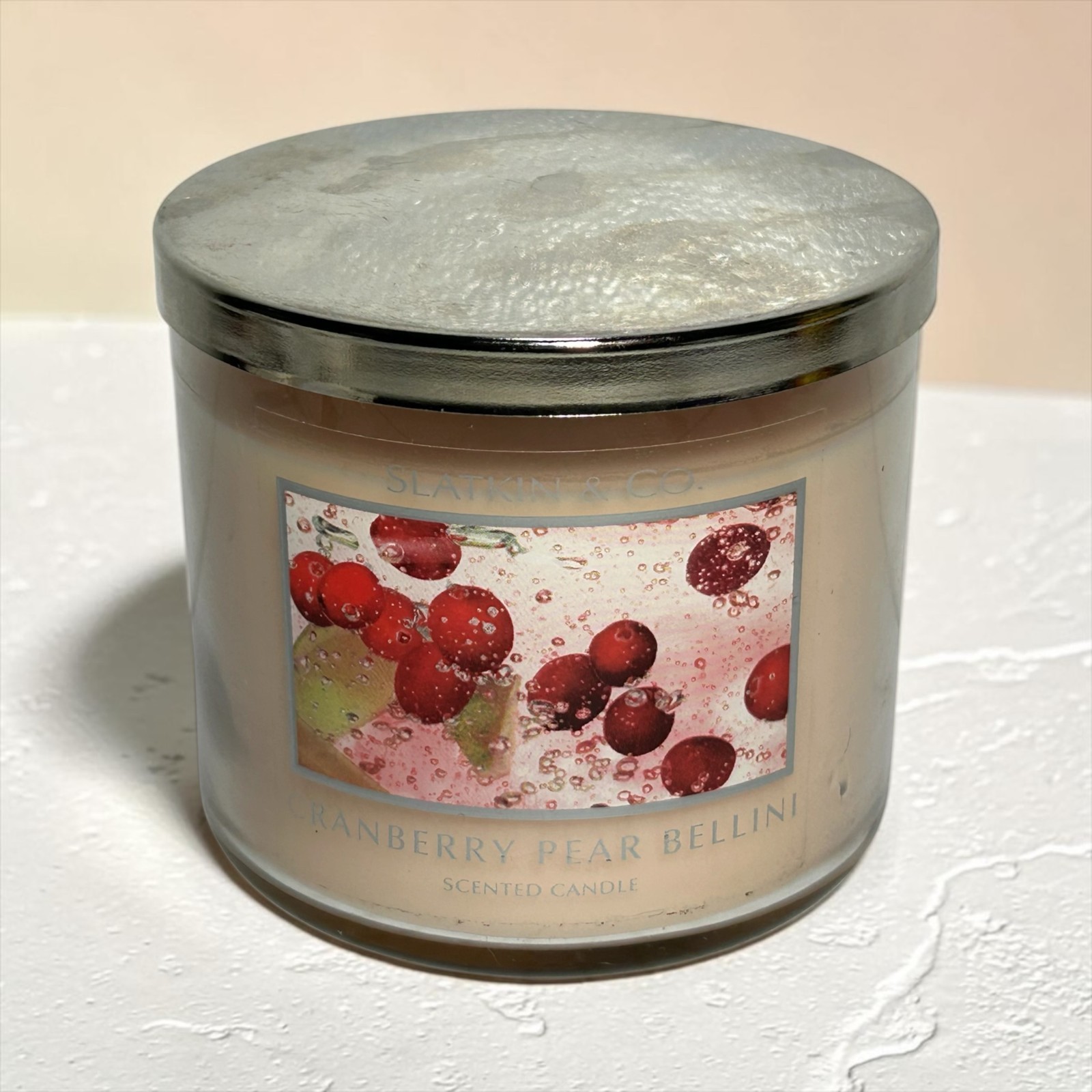 Slatkin & Co 3-Wick Scented Candle Cranberry Pear Bellini 14.5oz New gallery