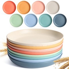 8 PACK 9 Inches Lightweight Wheat Straw Plates,Wheat Straw Fiber Lightweight …