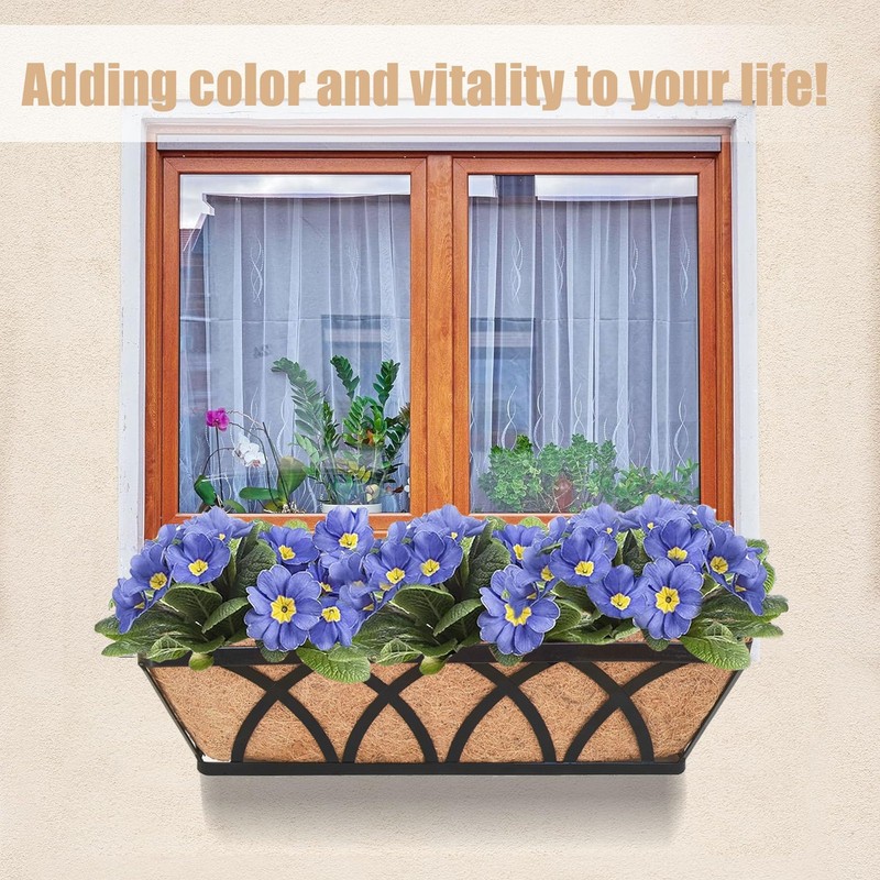 24" Flat Railing Planter Box 2 Pack Metal Planters for Deck, Balcony, Patio gallery