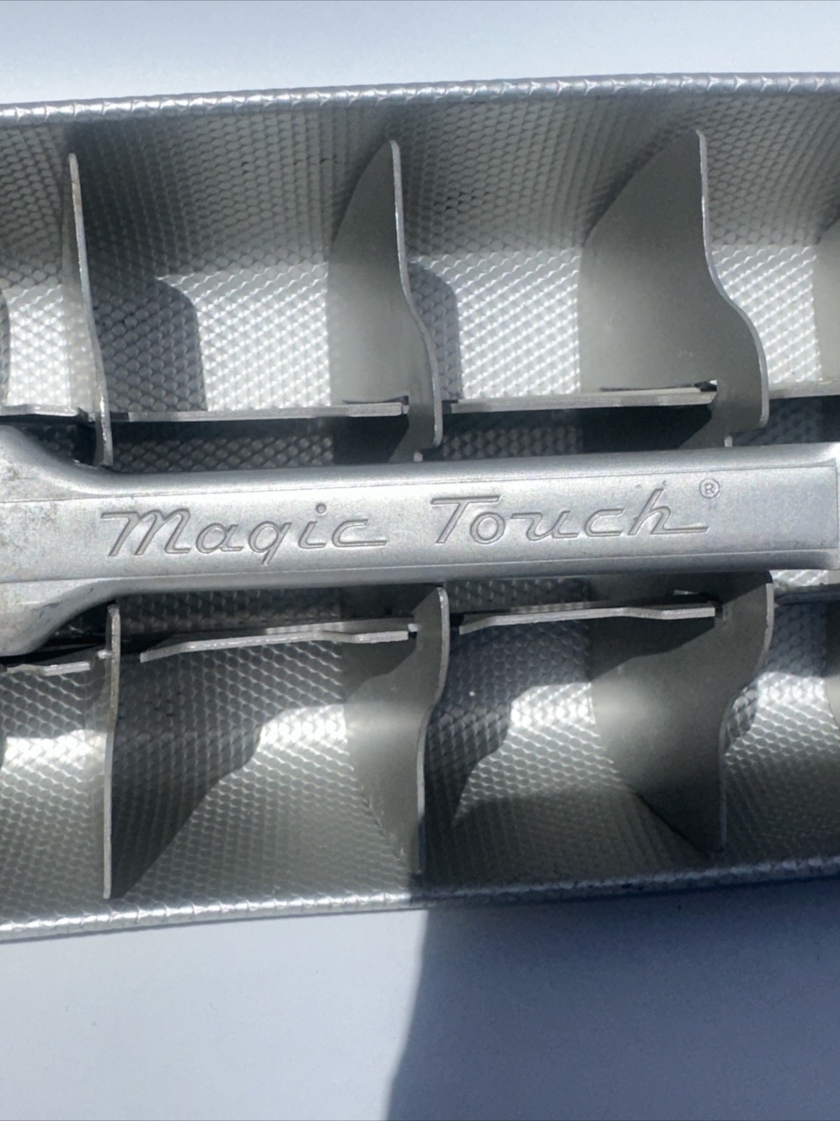 VINTAGE Magic Touch Ice CUBE TRAY 18 SLICE ALUMINUM SILVER TEXTURED TRAY (10) gallery