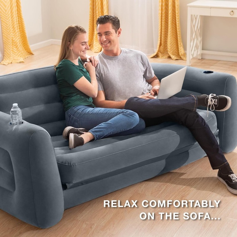 Sofa Bed Sleeper Queen Size Inflatable Air Folding Futon Convertible Couch Gray gallery