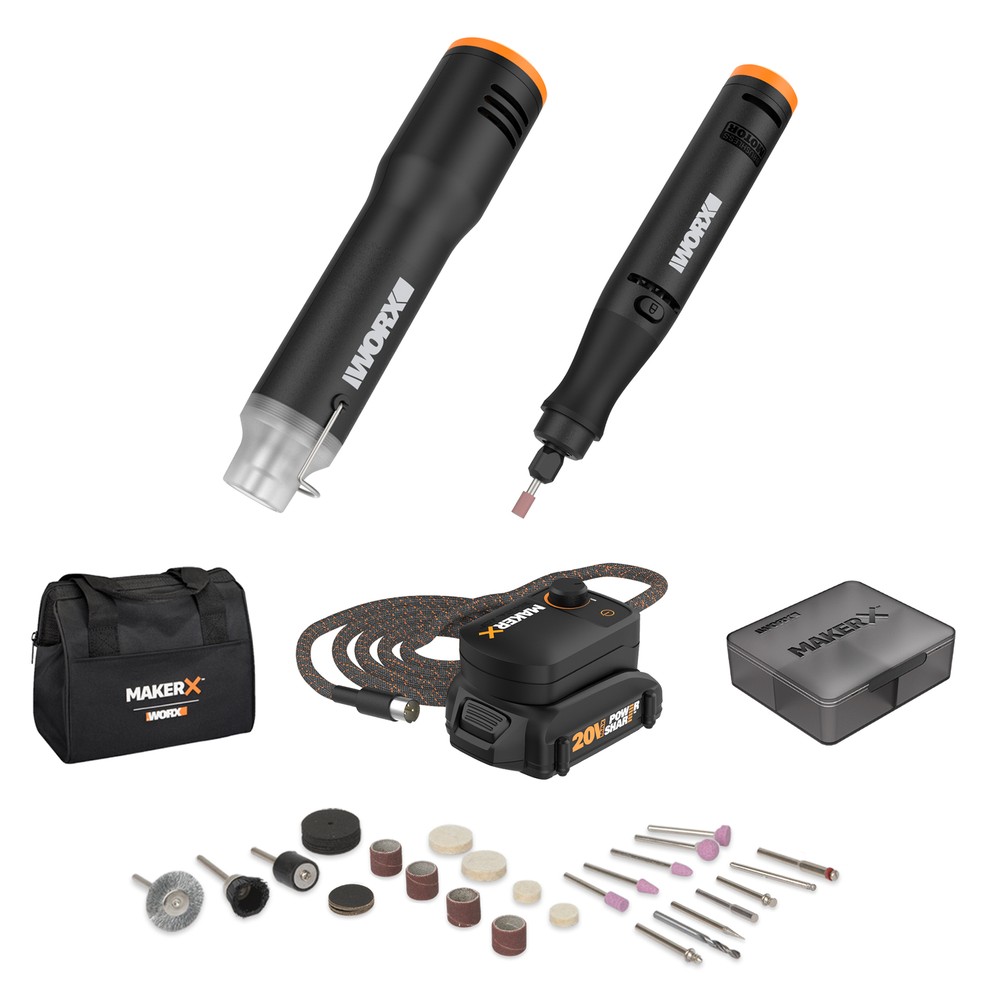WX989L WORX 20V MAKERX 2pc Combo Kit - Rotary Tool + Heat Gun