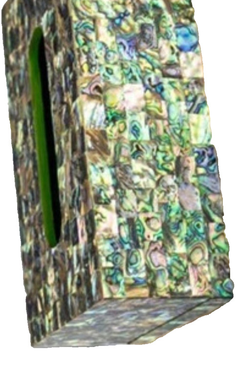 12"x6"x4" Abalone Shell Tissue Box Handmade Semi Precious Real Inlay Stone Decor gallery