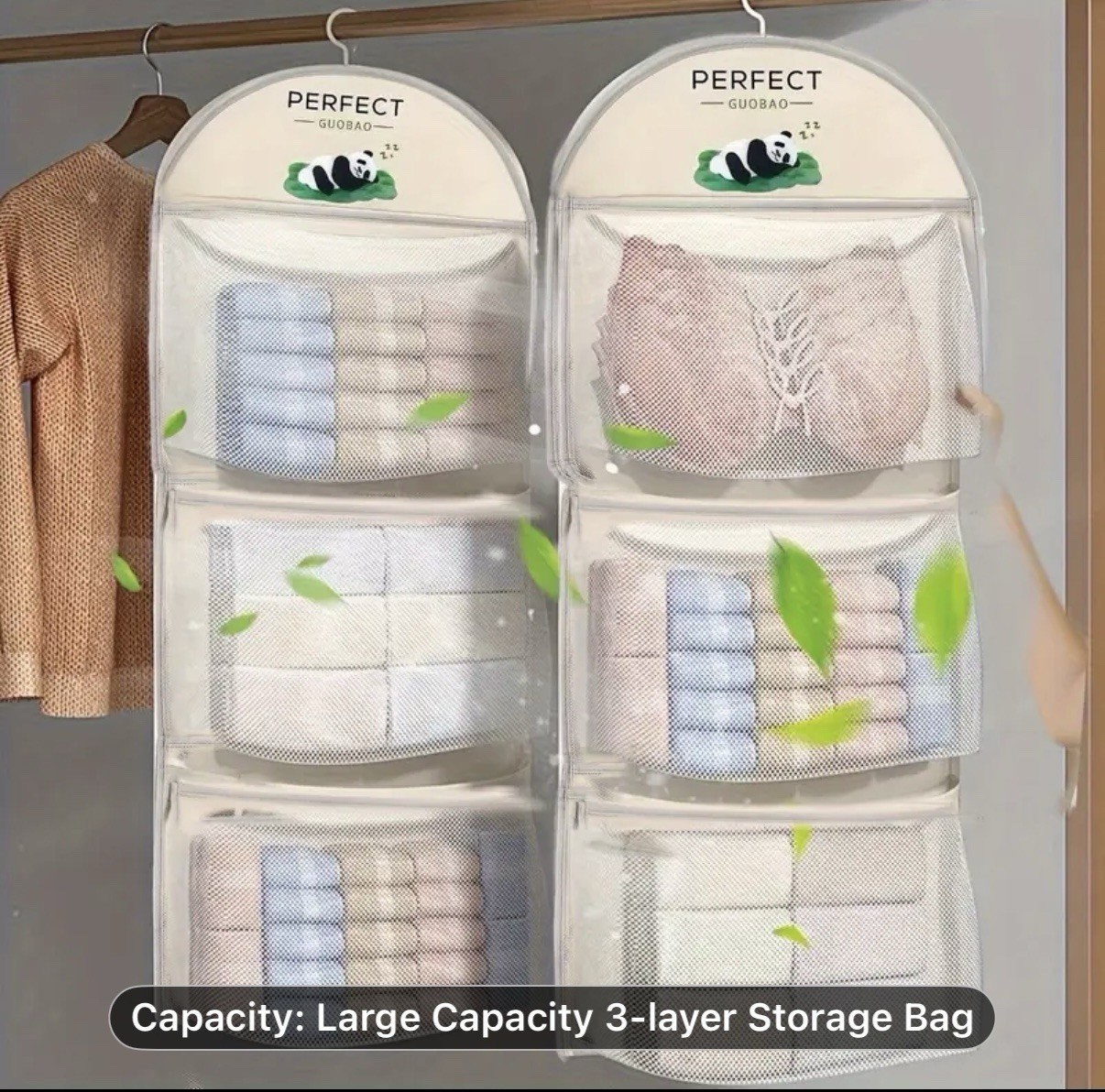 Single piece Triple-Layer Hanging Underwear , Socks , and Bra Mesh Storage Bag. gallery