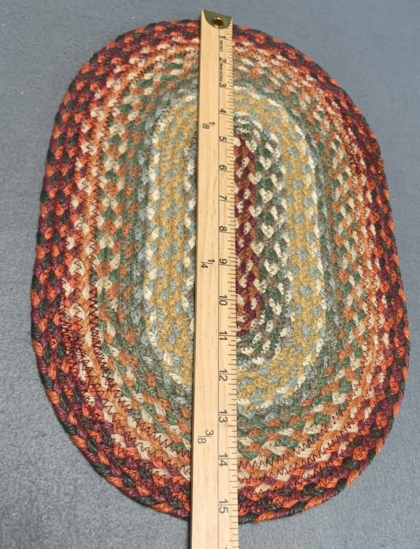 Handwoven Braided Oval Table Mat - Rustic Multicolor Decor 15" x 10" gallery