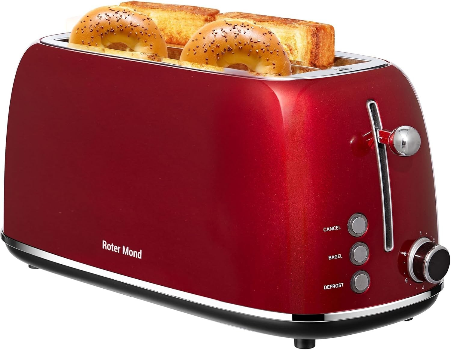 Roter Mond 4 Slice Toaster Retro Stainless Steel Toaster with Bagel, Cancel, gallery