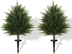 2Ft Artificial Cypress Topiary Trees Set – Realistic Faux Plants for Home Decor