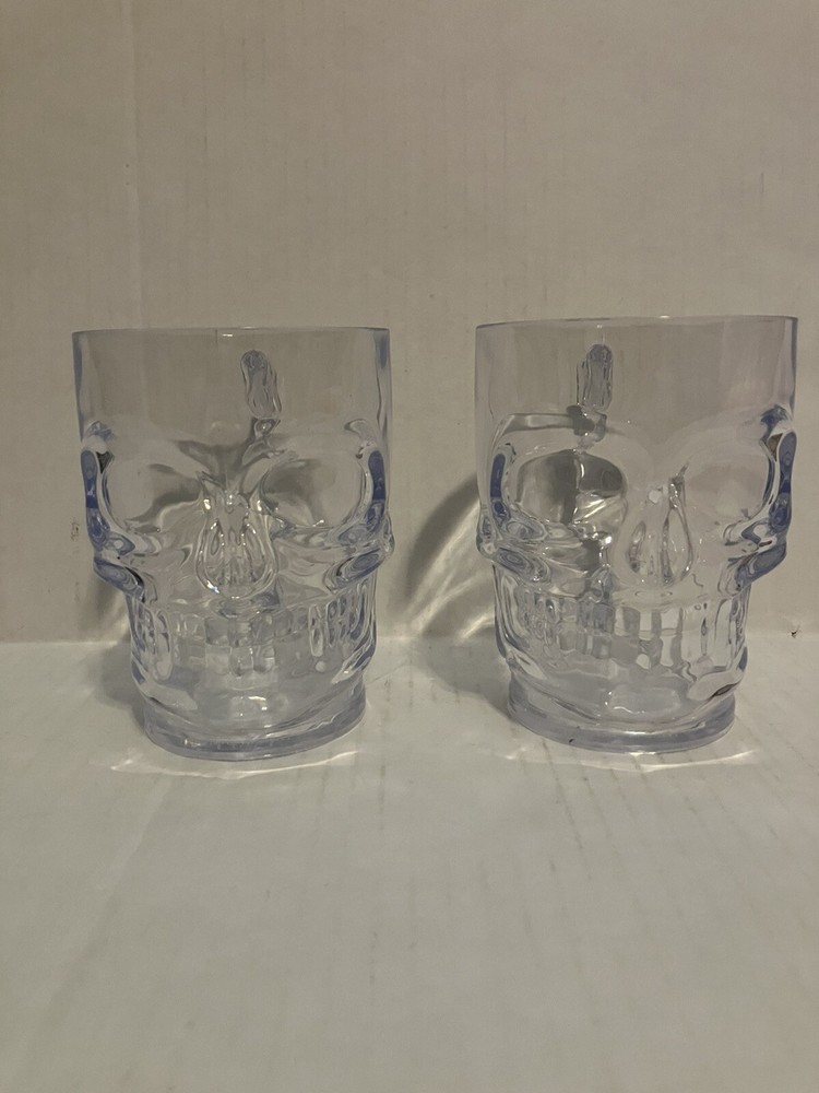 2 Plastic Skeleton Drinking Glasses (Hand Wash Only)