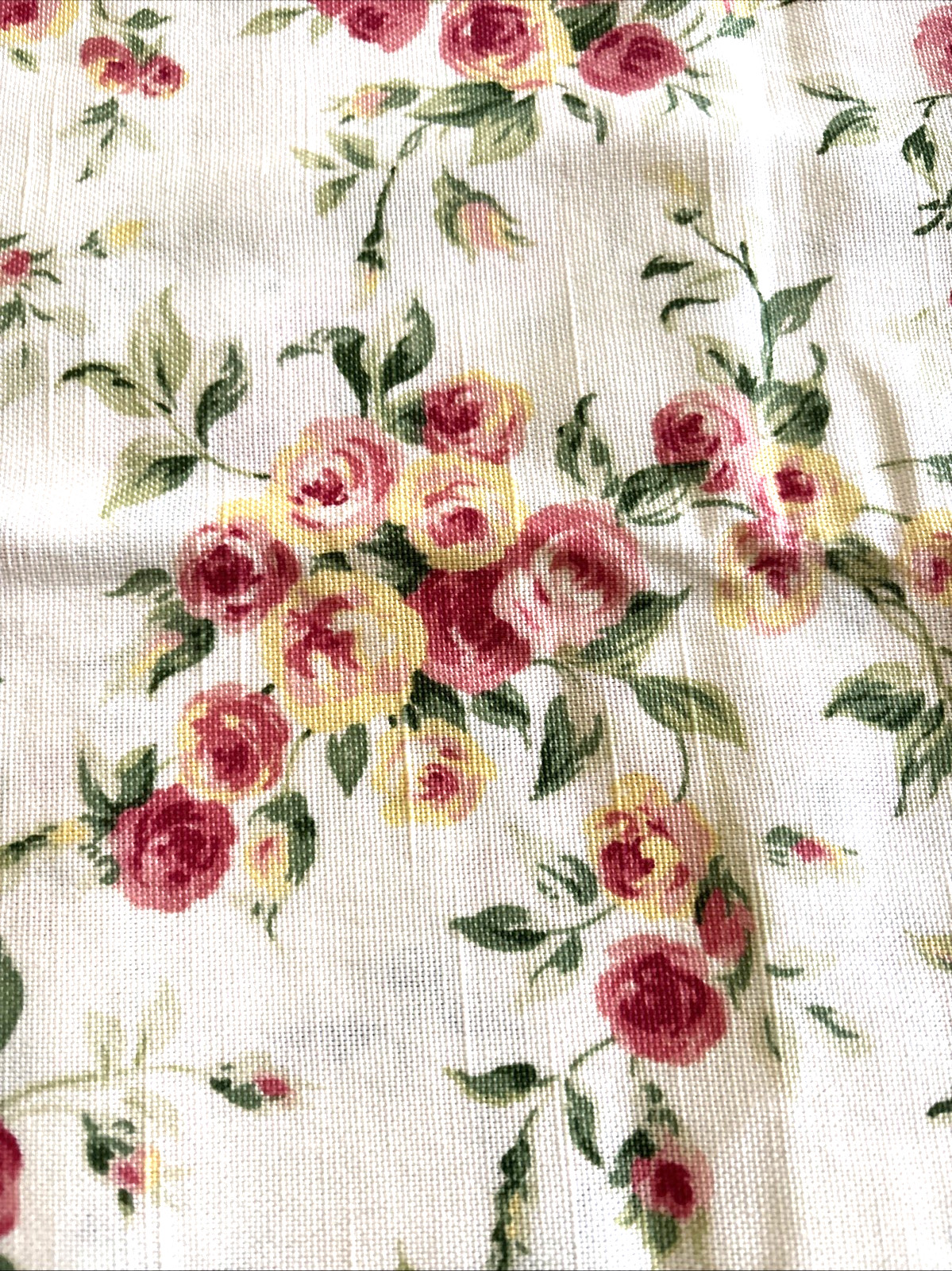 NWT Cottage Chic Linen Pillowcase or sham; white background with floral pattern gallery