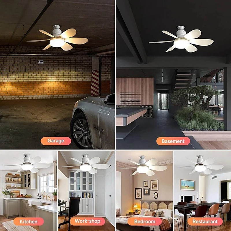 Ceiling Fans Socket Fan Light Remote Control Dimmable Screw In Flower LED Lights gallery