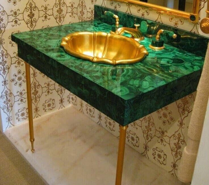 Malachite Stone Counter Slab, Kitchen Cosnole Counter Slab Top, 24"x12" Decors gallery