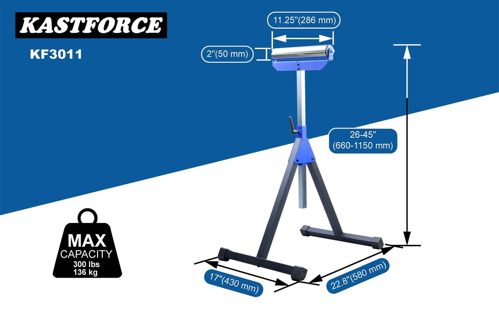 Heavy-Duty Roller Stand with 2 Inch Roller 300 Lbs 136 kg Capacity, Adjustabl... gallery