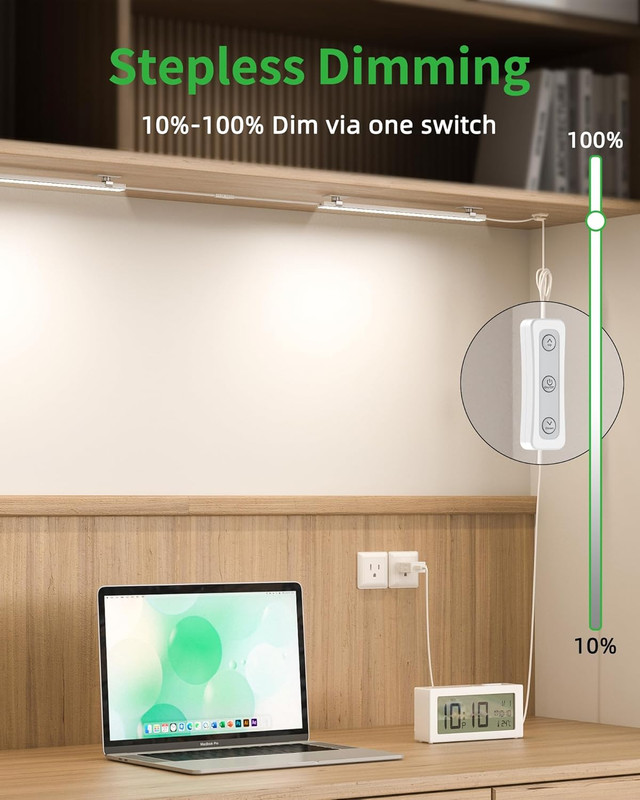 Plug-In under Cabinet Lighting, Dimmable Counter Lights for Kitchen, 2Pcs 12 Inc gallery
