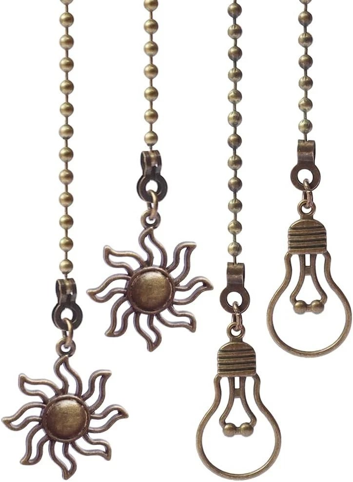 4 Pack Ceiling Fan Pull Chain, 12 Inch Pull Chains Extension, Fan and Bulb Shape gallery
