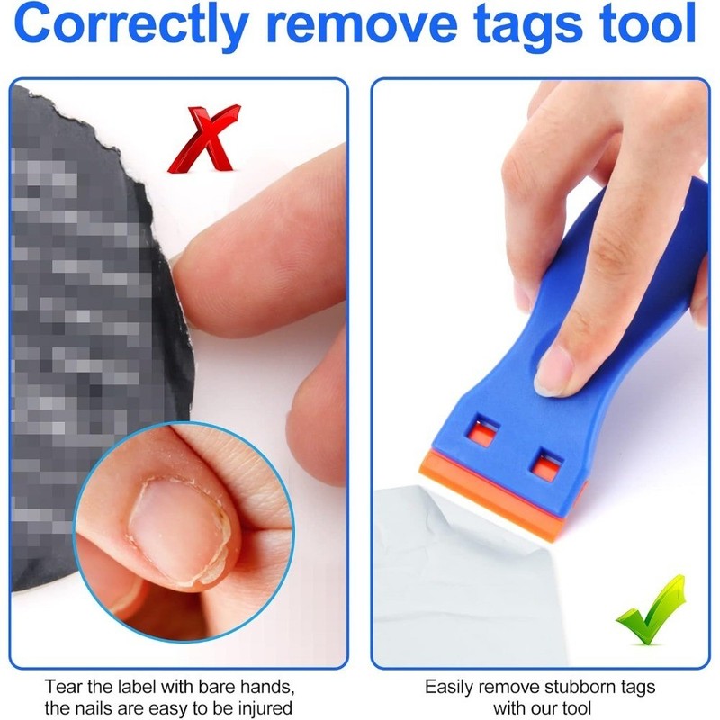 4 Pcs Plastic Razor Blade Scraper and 100 Pcs Blades, Remove Label Decal Tool， gallery