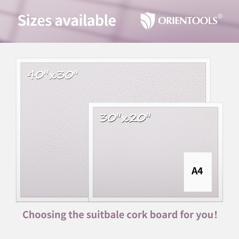 ORIENTOOLS Vision Board, 30" x 40" Pin Board, White Cork Board Bulletin Board... gallery