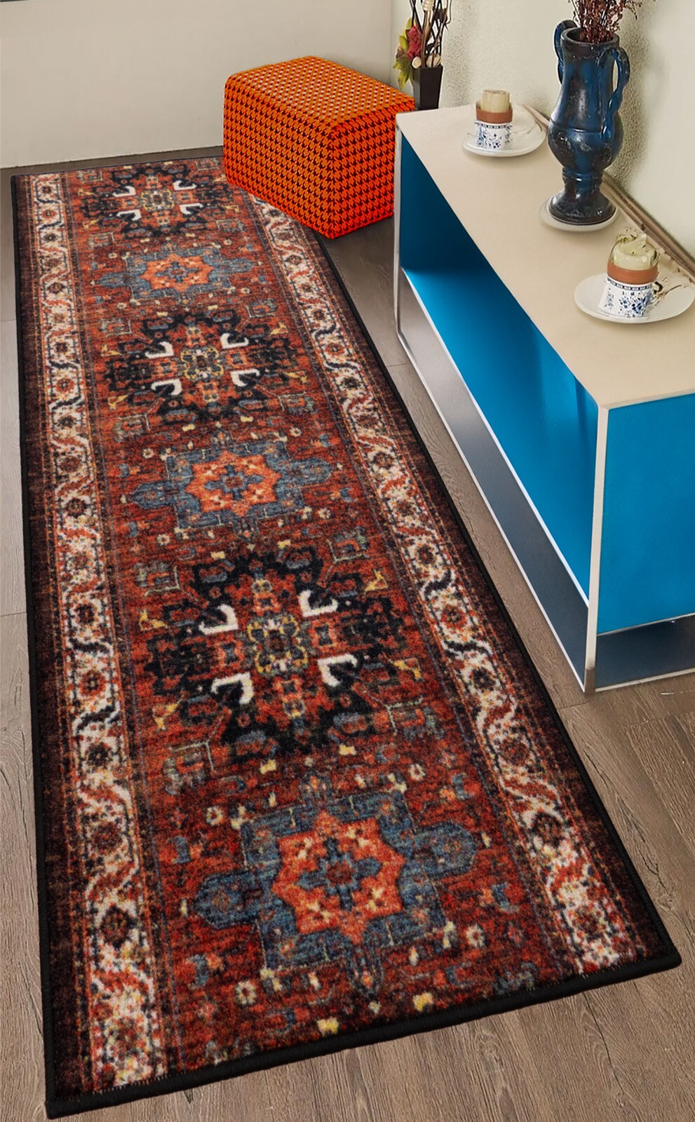 Custom Mahal Red Design High Quality Cotton Medium Pile Runner 25in / 36in Width gallery