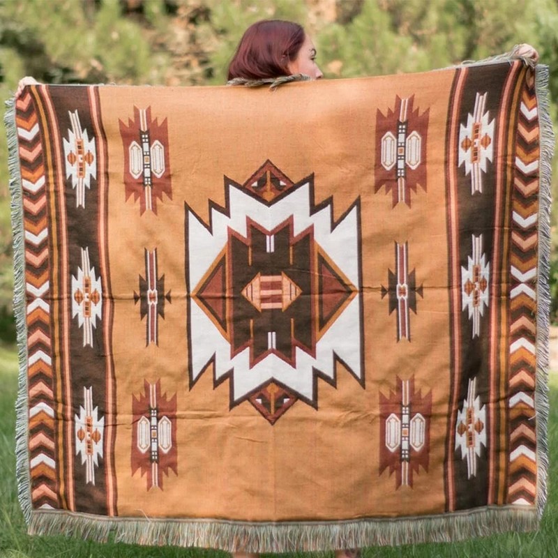 Aztec Throw Blanket Native American Blanket Southwestern Boho Decor Rev... gallery
