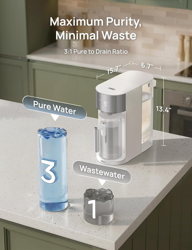 Reverse Osmosis Water Filter Countertop, RO Filtration System, 3:1 Pure to Drain gallery