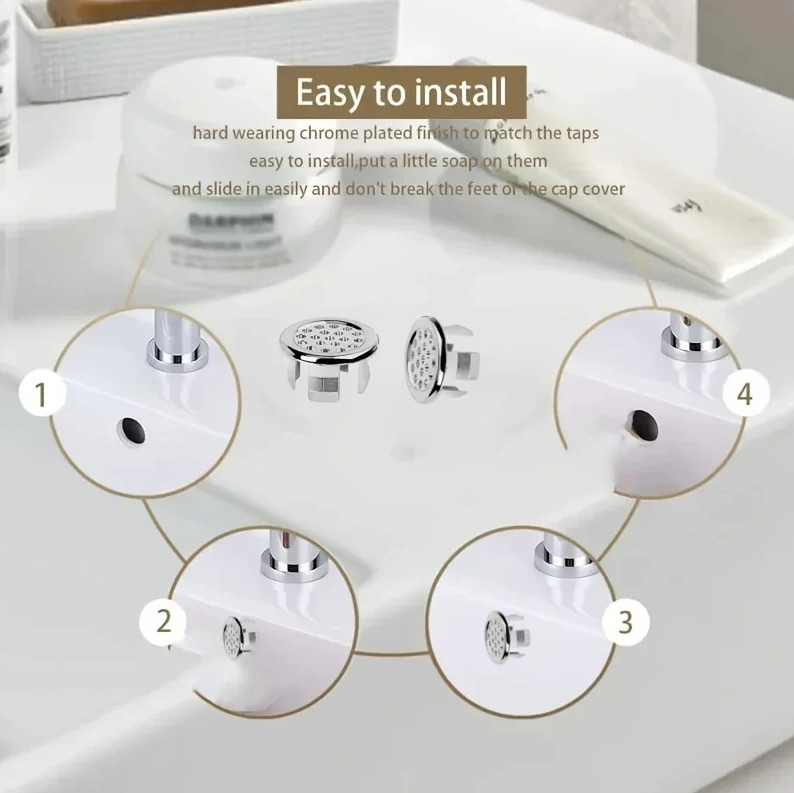 4PCS Sink Overflow Covers – Round Basin Drain Hole Insert Replacement Set gallery