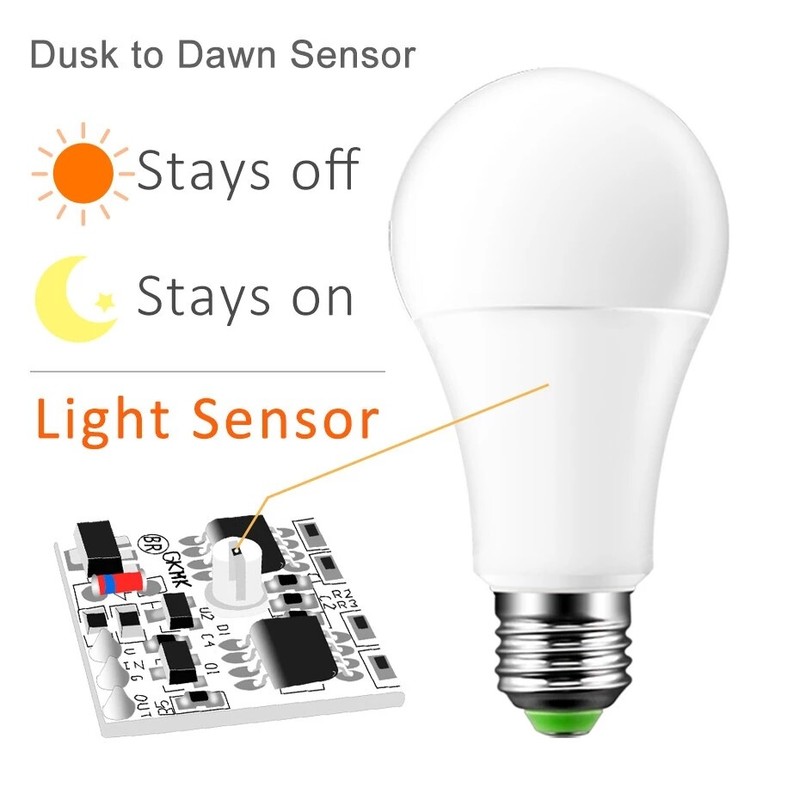 Dusk to Dawn LED Sensor Light Bulb E27 9W Automatic On/Off Energy Saving Lamp gallery