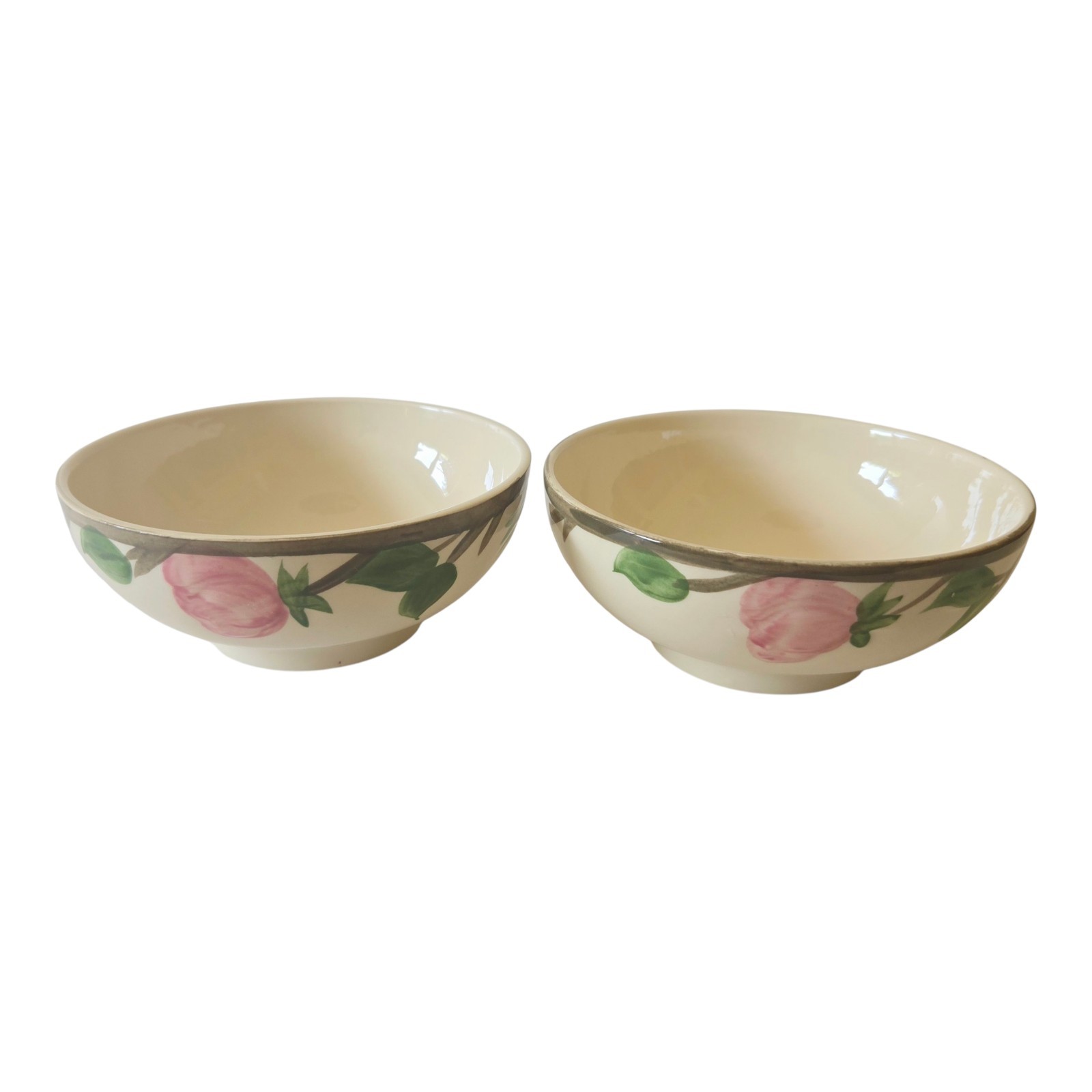 2 Franciscan Desert Rose Oatmeal Footed Bowls Flying F Mark England 5 1/2" Set gallery