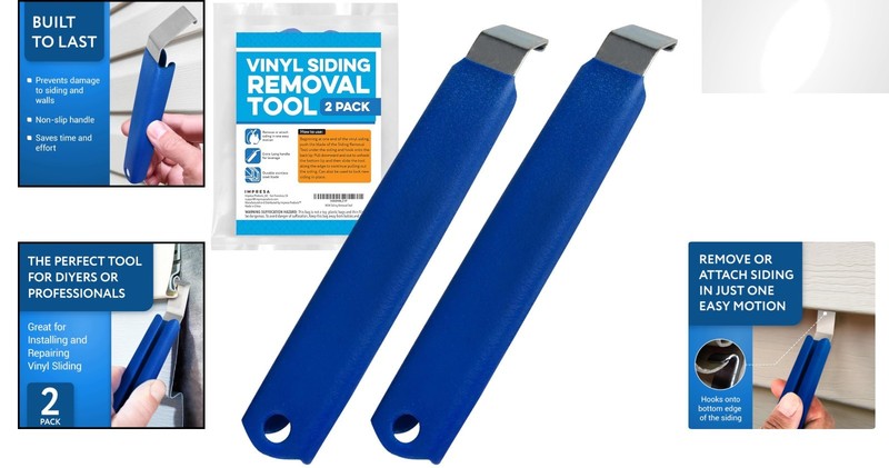 Efficient Vinyl Siding Removal Kit - Two Steel Tools with Extra-Leverage Design gallery