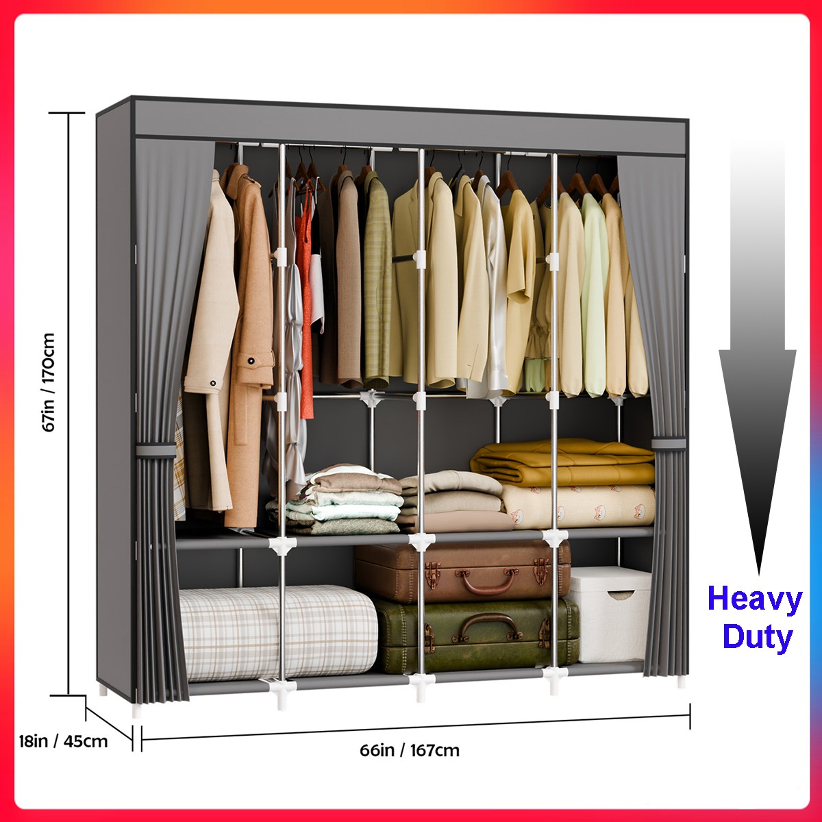 Heavy Duty Garment Rack Clothes Rack Freestanding Closet Clothing Shelves Large gallery