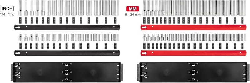 TEKTON 3/8 Inch Drive 12-Point Socket Set with Rails, 68-Piece | SHD91221 gallery