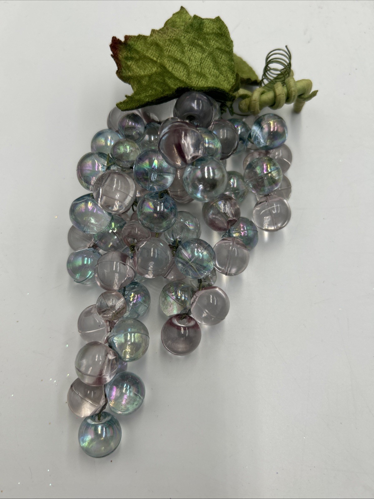 Grape Cluster Clear Acrylic With Velveteen Leaves Lot of 2 — 7” Each gallery