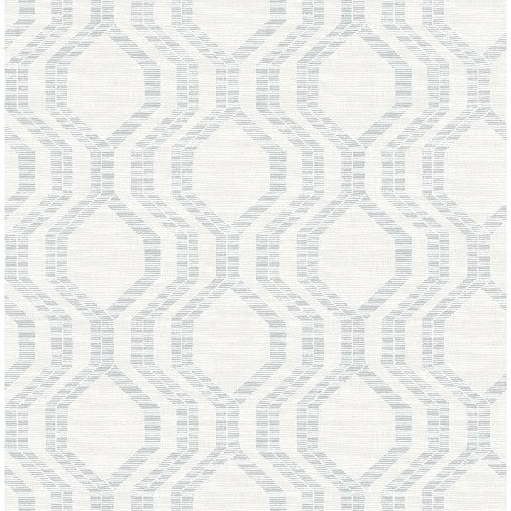 Wallpaper Modern Mid Century Silver Textured Ogee Geometric, 56 sq ft / bolt gallery
