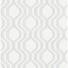 Wallpaper Modern Mid Century Silver Textured Ogee Geometric, 56 sq ft / bolt