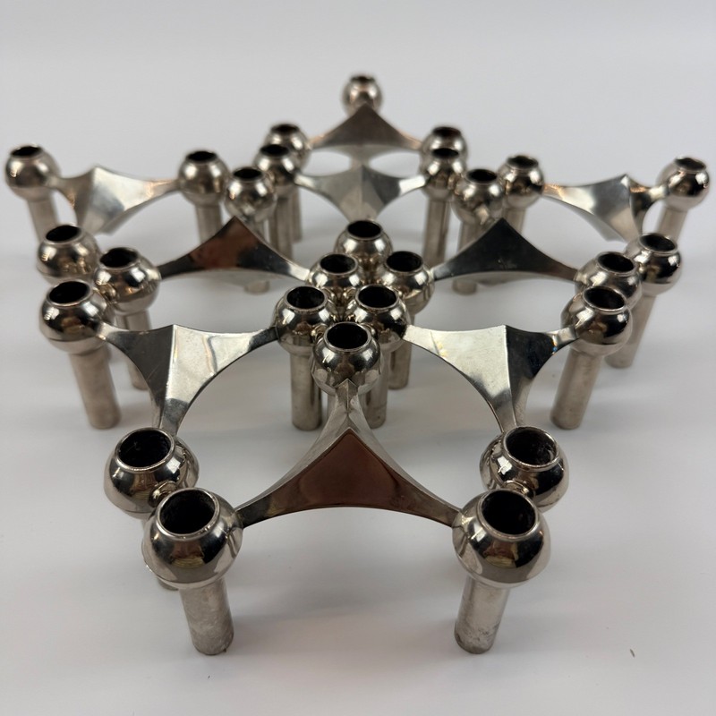 Stoff Nagel BMF Stacking Modular Chrome Candle Holders West Germany Lot of 9 gallery