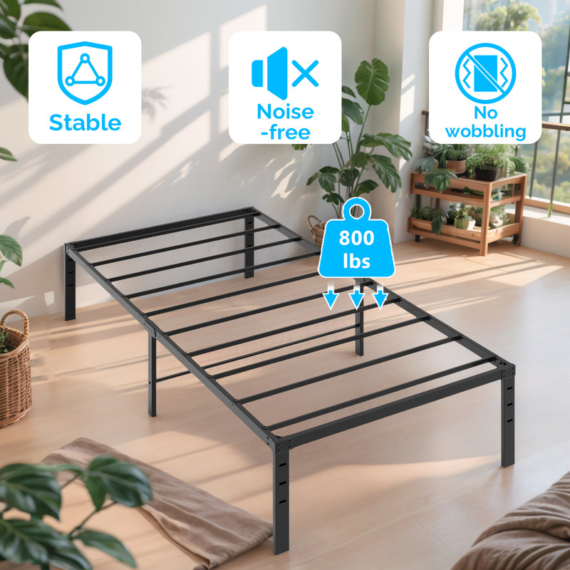 Black Twin Size Simple Basic Platform Metal Bed Frame - 12 Inch Bed Height gallery