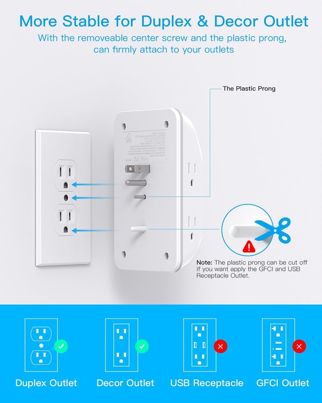 Multi Plug Outlet, Outlet Extender with 4 USB Ports (2 USB C) and Night Light gallery
