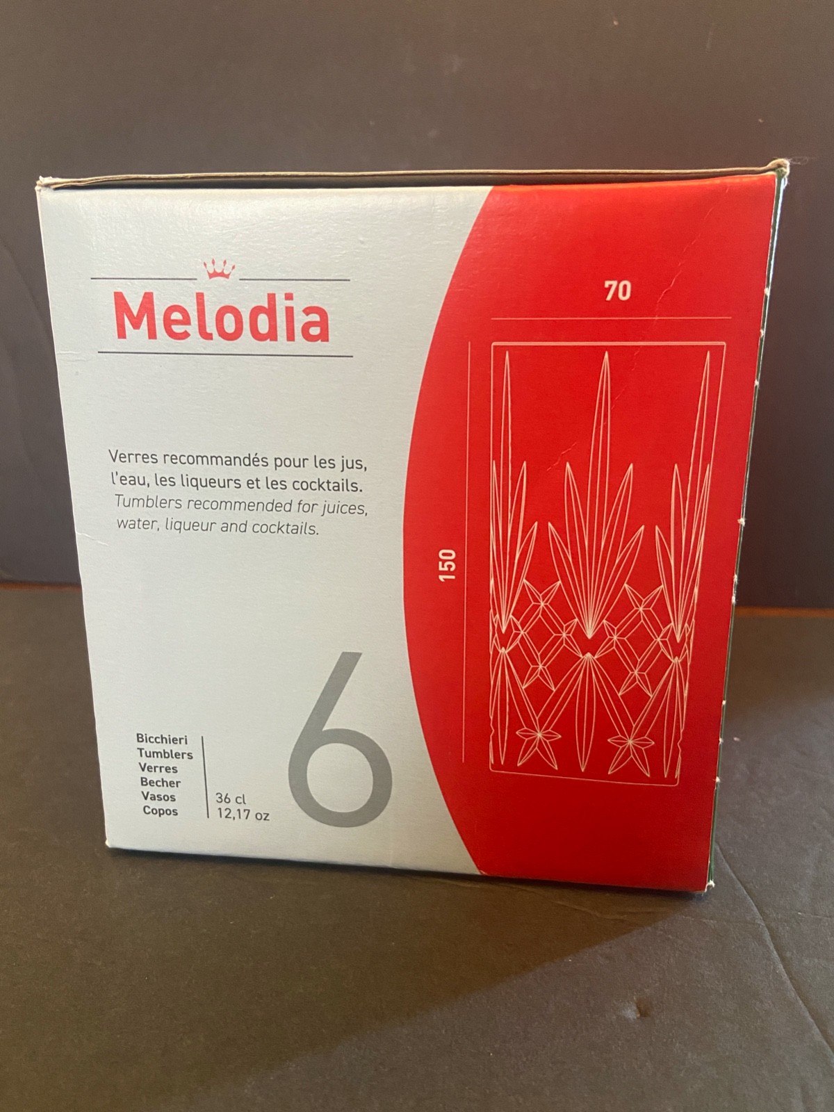 RCR Melodia Crystal Highball 5 7/8" Tall Drink Glass Set of 6 Made in Italy gallery