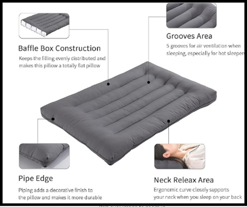 Ultra Thin Flat Pillow for Sleeping, High Support Stomach Sleeping Pillow, Slim gallery