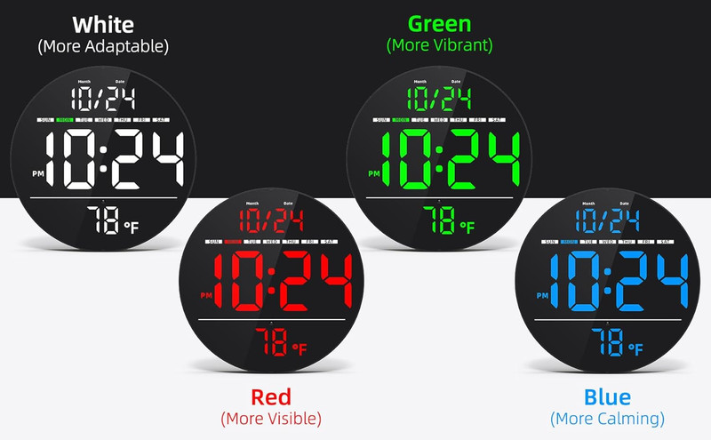Digital Wall Clock with Large LED Display, Date, Temperature, Auto-Brightness | gallery