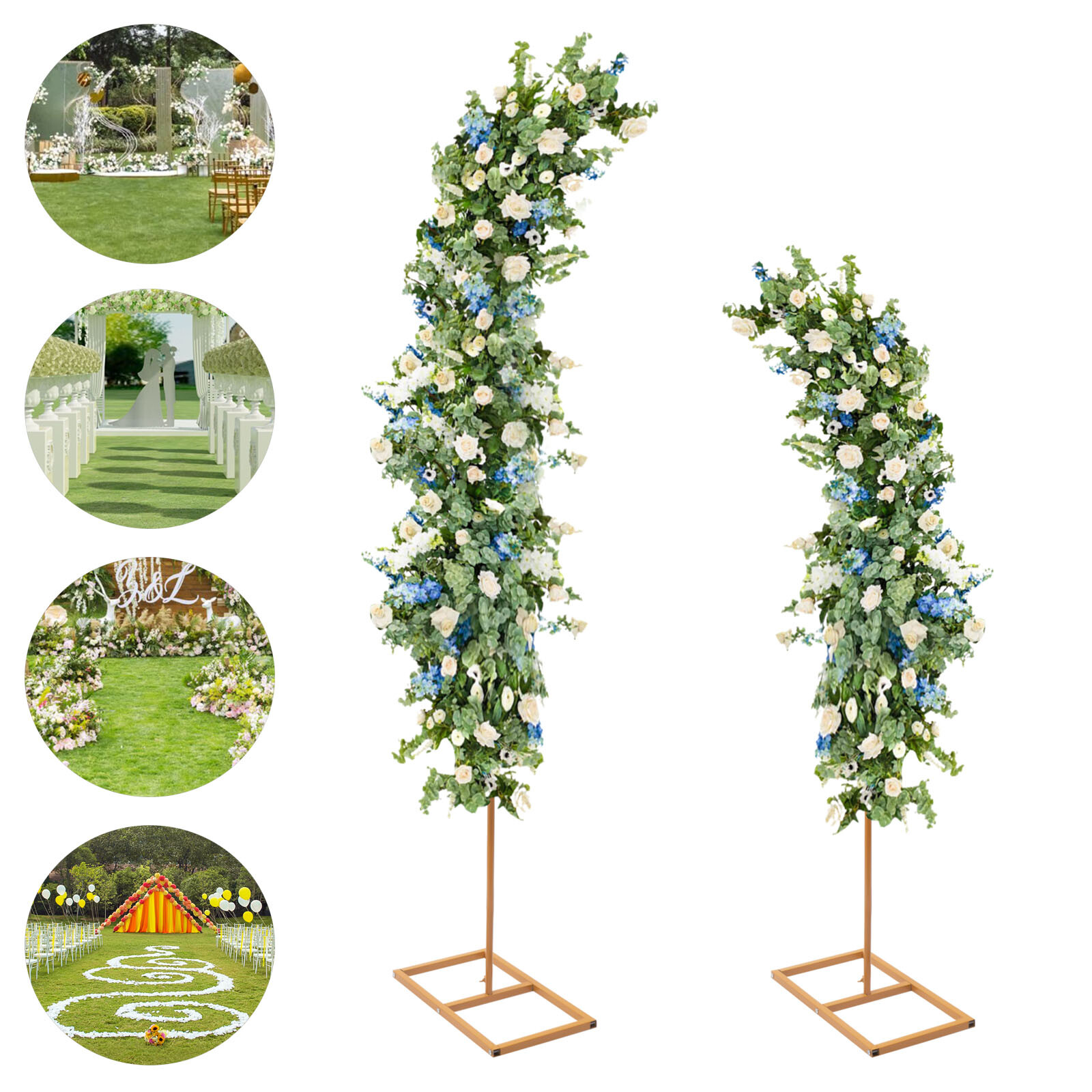 2Pcs Metal Wedding Arch Frame Garden Arbor Party Flower Backdrop Stands 6/8FT gallery