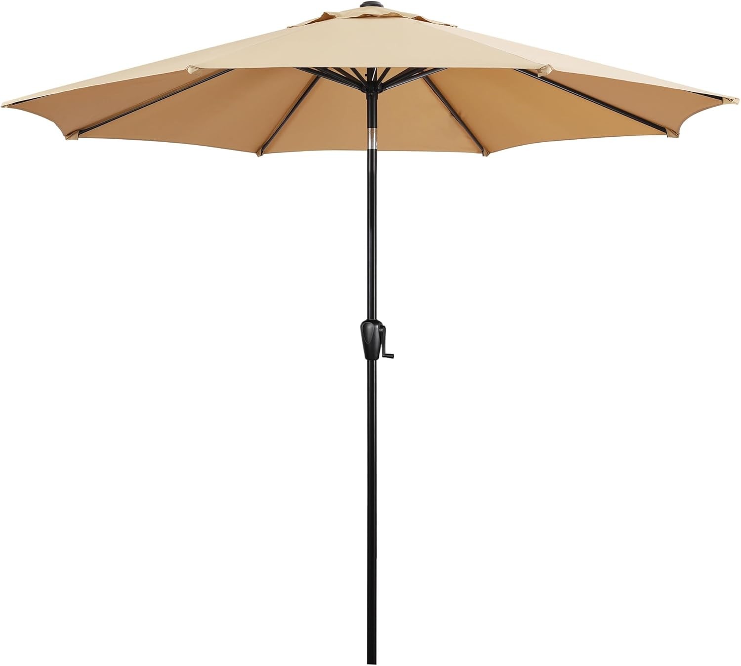 9' Round Patio Umbrella with Push-Button Tilt and Hand Crank Lift System, Market gallery