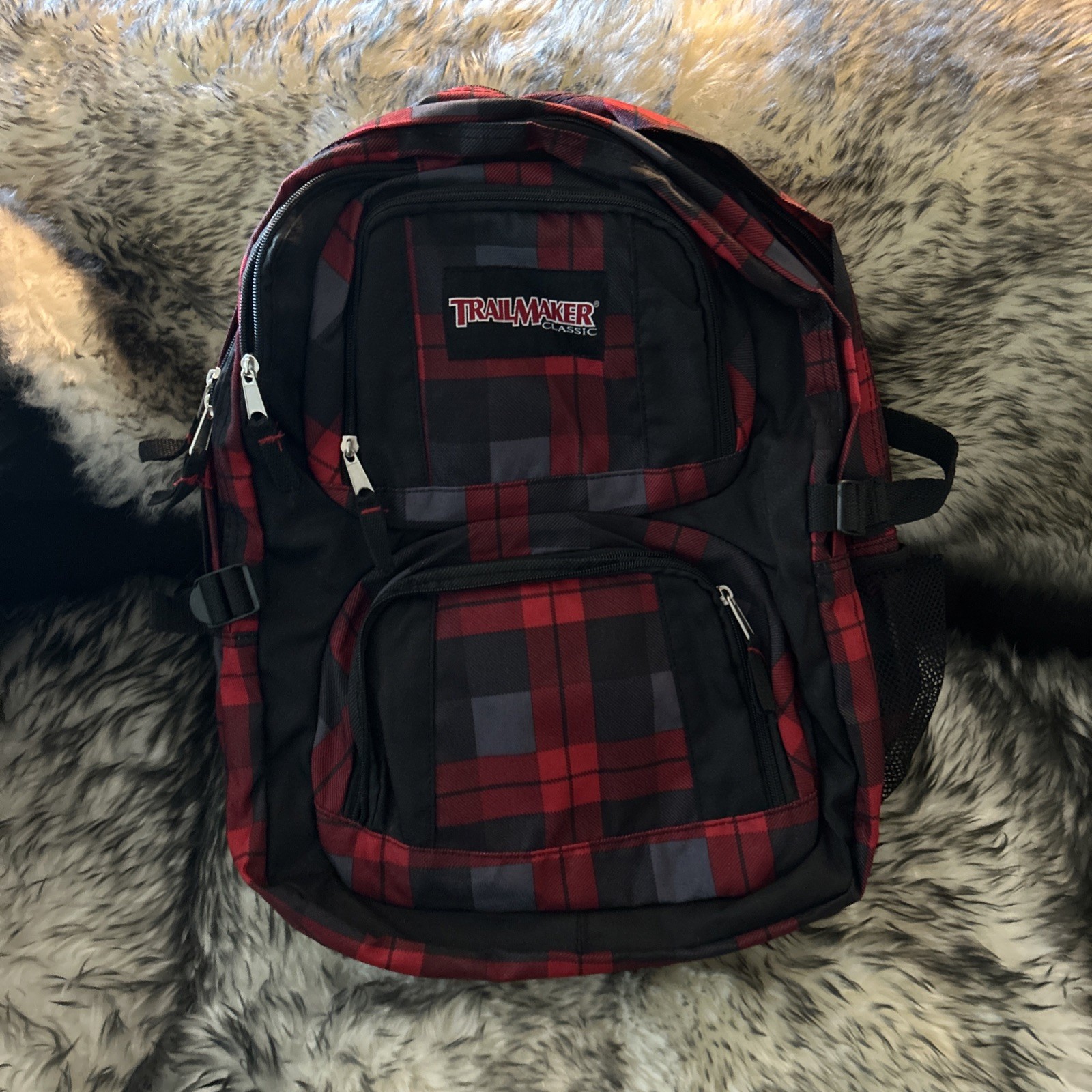 Trailmaker Classic 2 Pocket Backpack Flannel Red 14" Classic