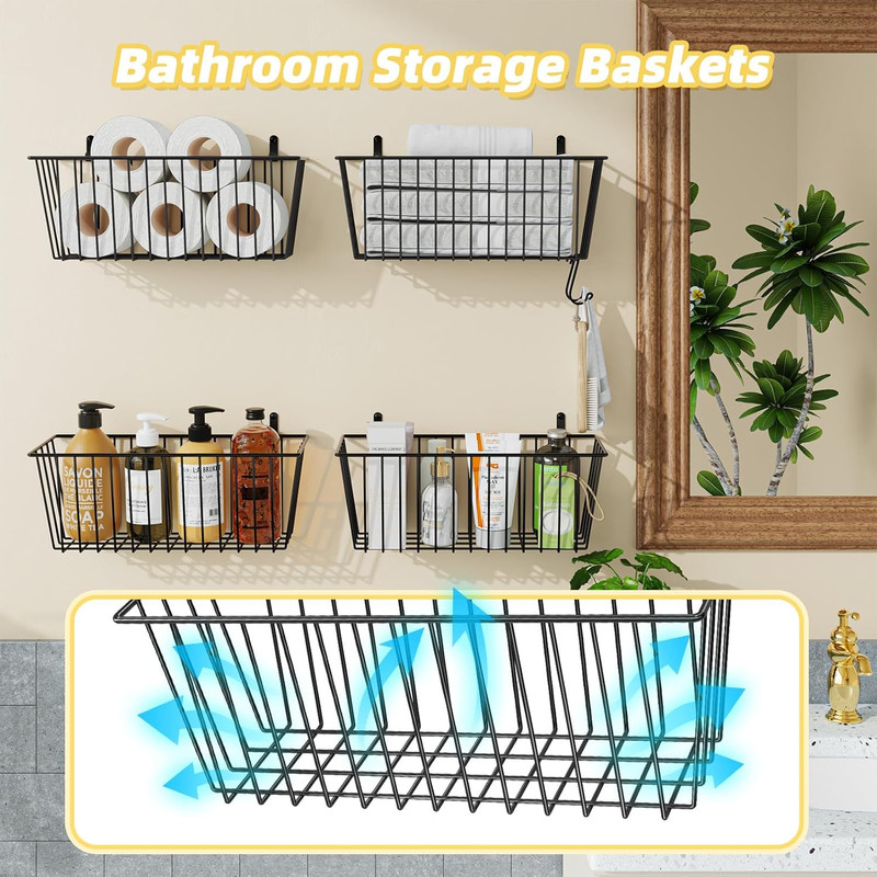 Simple Trending 6 Pack Wire Basket Wall Mount Baskets Hanging Baskets, Cabinets gallery