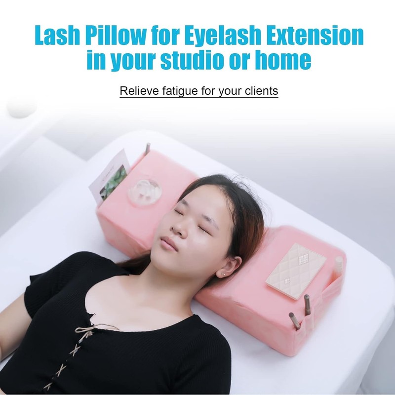 Eyelash Extension Memory Foam Neck Pillow Sleep Support Removable Pink Velvet... gallery