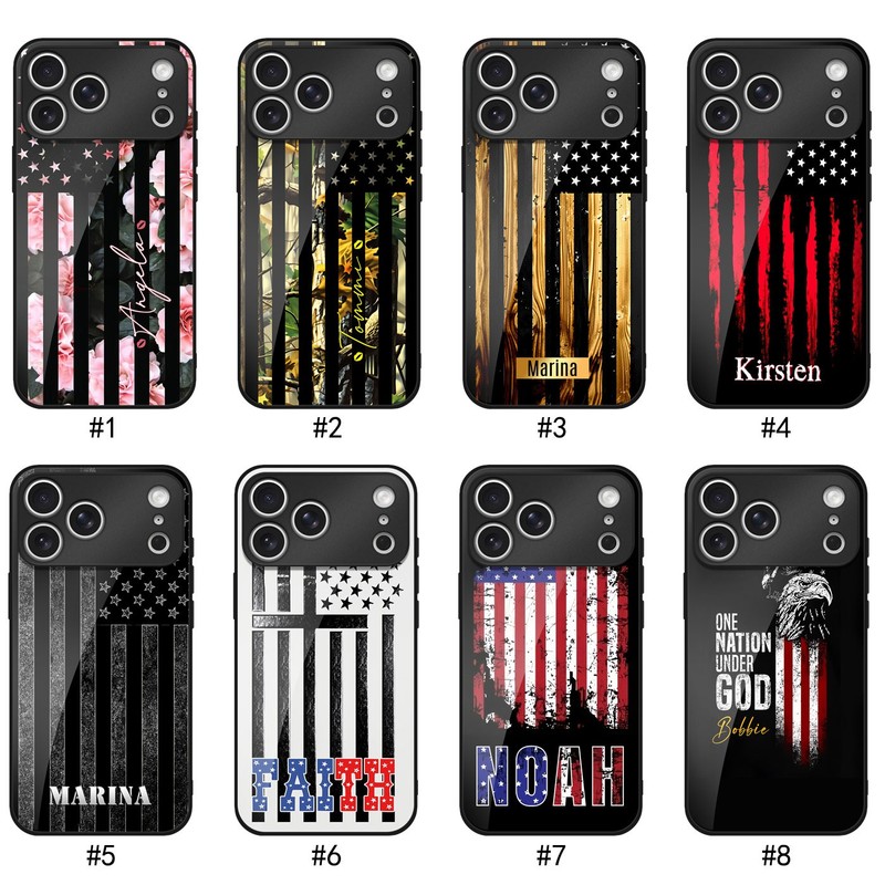 9H Tempered Glass Case For iPhone 17 15 16 Custom Rustic Grunge Flag Phone Cover gallery