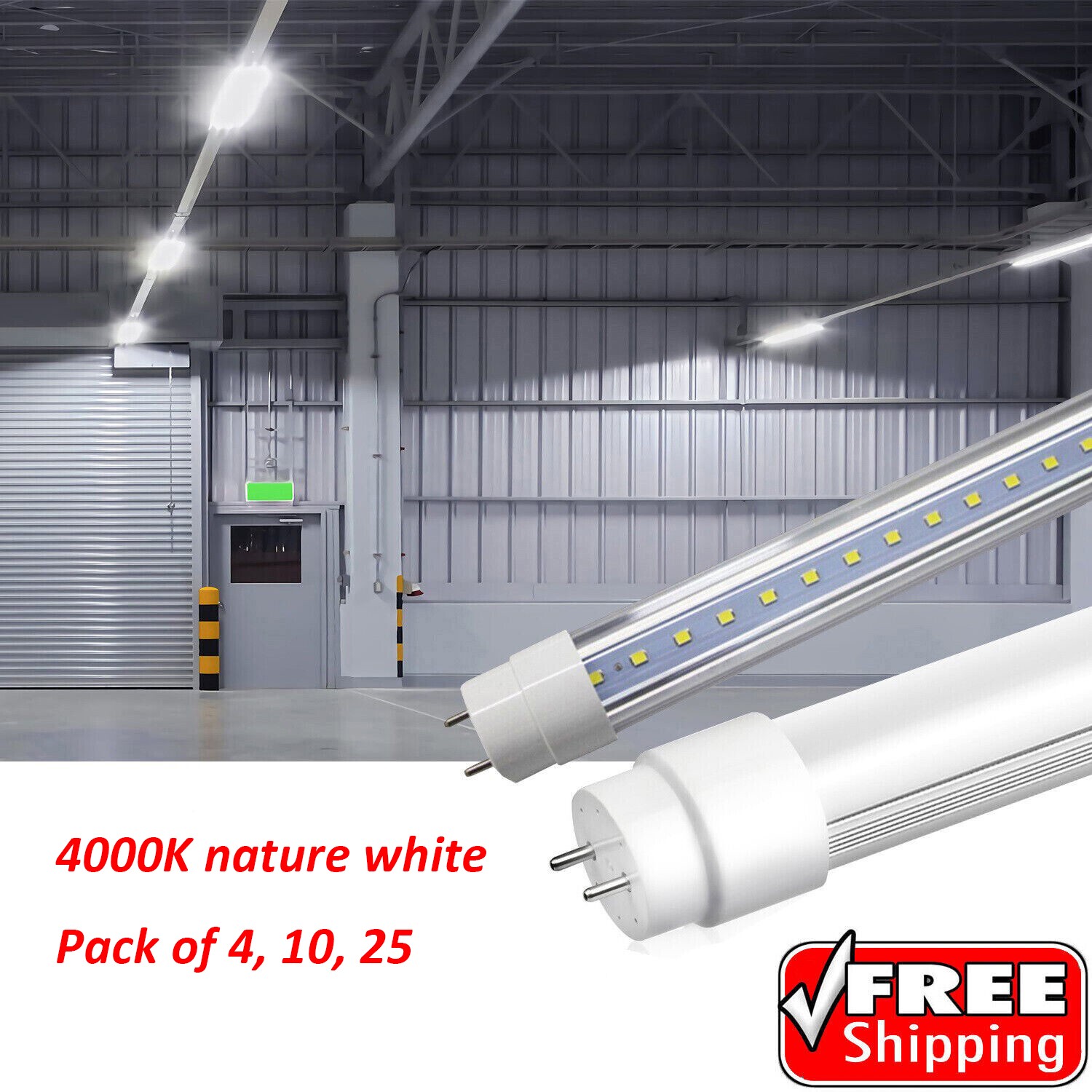 48 inch Fluorescent Replacement Double Ended Power 4000K Ballast Bypass 4/10/25 gallery