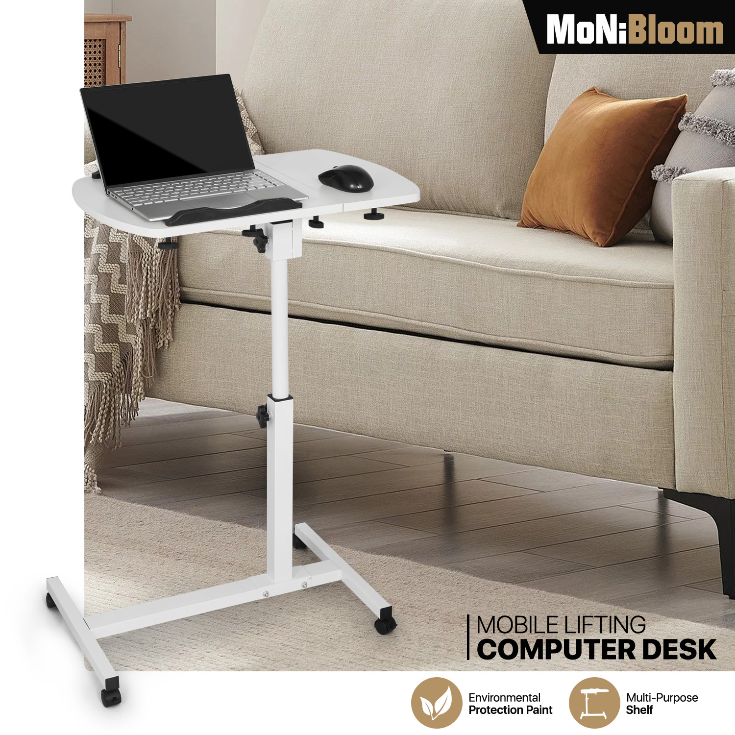 [ROLLING SWIVEL LAPTOP DESK]Stand Up Workstation Adjustable Height & Angle Table gallery