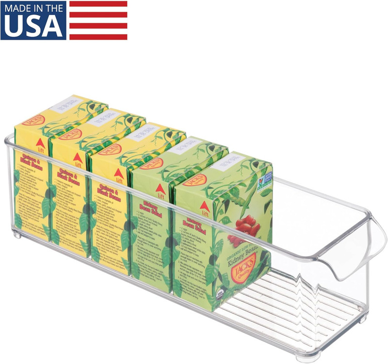 Stackable Fridge Storage Bin with Handle - Ideal for Fridge and Freezer, Clear, gallery