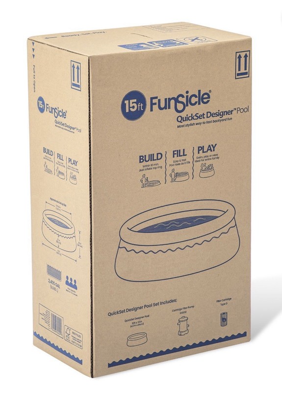 Funsicle 15' x 33" QuickSet Inflatable Ring Top Outdoor Above Ground Pool w/Pump gallery